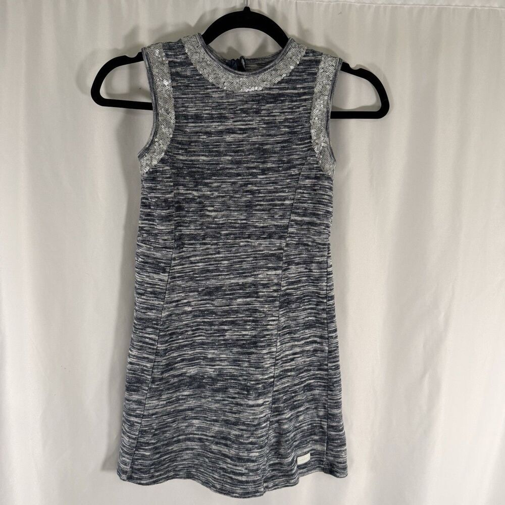 7 for all Mankind Dress Girls medium Heathered Grey Sequin Sleeveless Zip Back